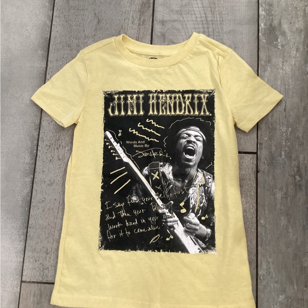 Yellow Jimi Hendrix Graphic Tee for Kids size small #17